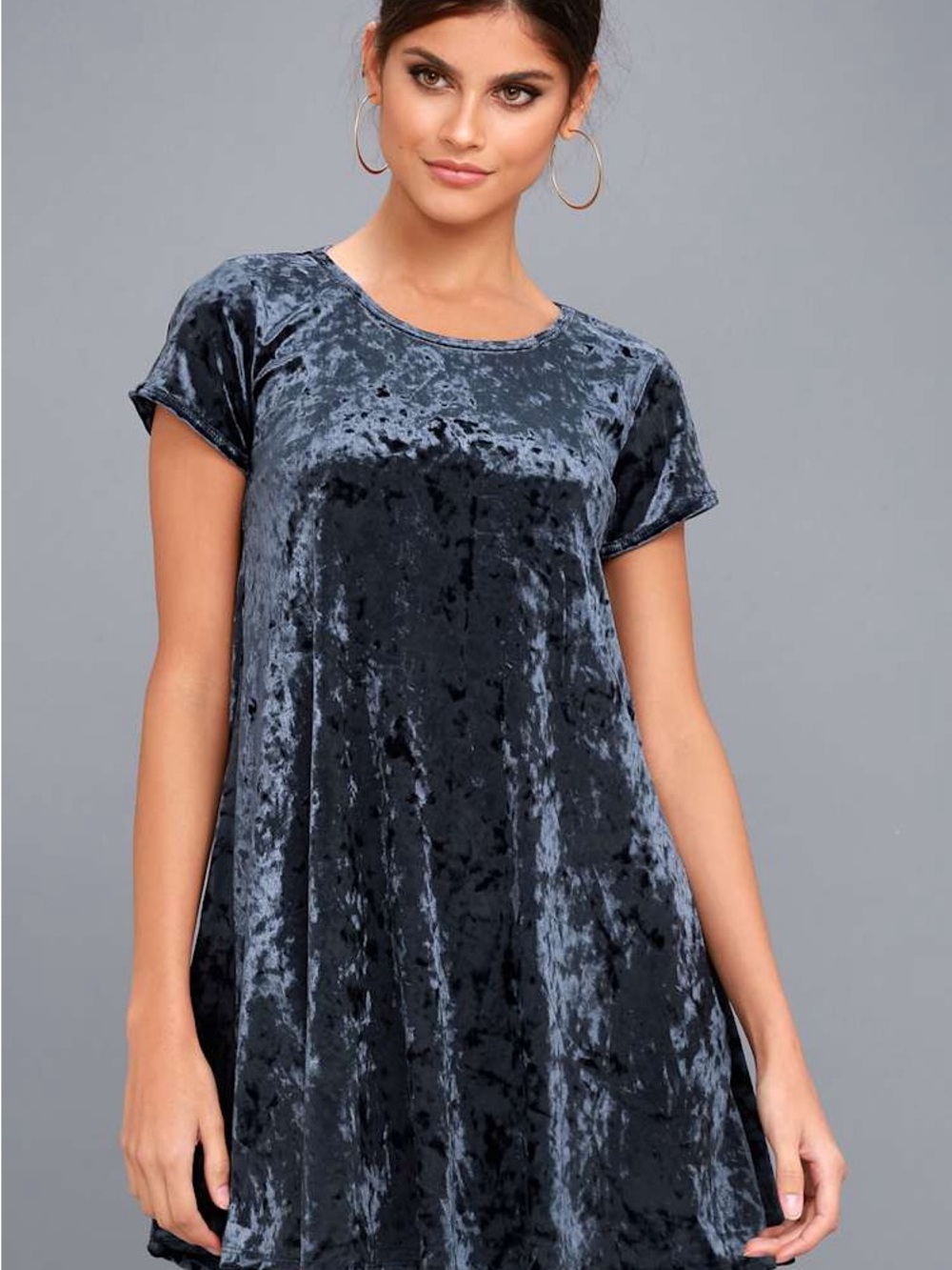 Z Supply Blue Crushed Velvet Mini Dress (S)